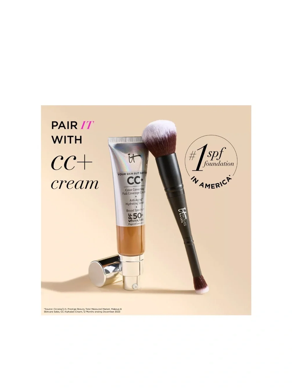 IT Cosmetics Airbrush Dual Ended Concealer and Foundation Brush #132 NWT